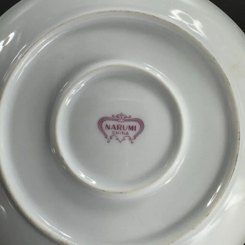 Vintage Narumi Gravy Boat W Attached Underplate Japan‎ China Blue Flowers VTG